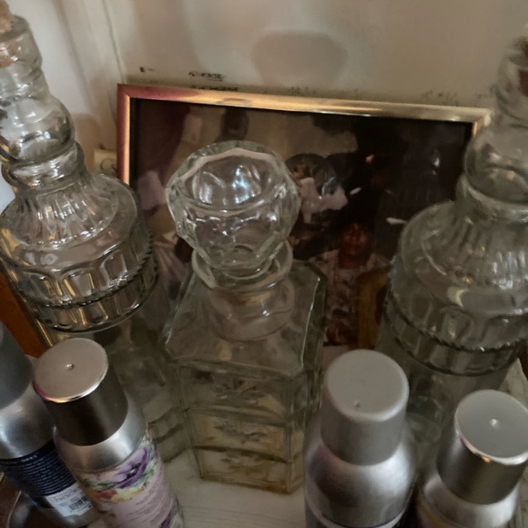 4 piece Antique glass bottlesbar set